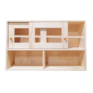 厨房小吊柜墙壁柜推拉门松木实木玻璃门储物柜收纳柜挂墙式定制