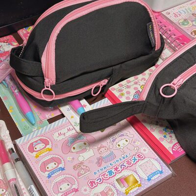 MANCHE原创黑粉系列笔袋简约拼接大容量化妆包桌面收纳学生文具盒