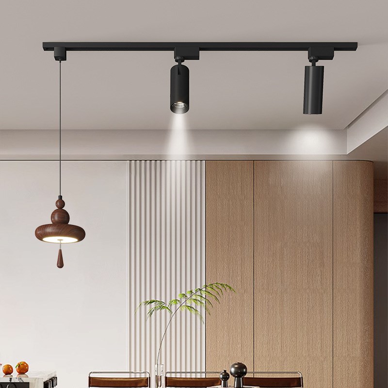 【哇噢】中古吊灯可移动轨道中古风E现代简约饭厅餐桌升降悬停灯