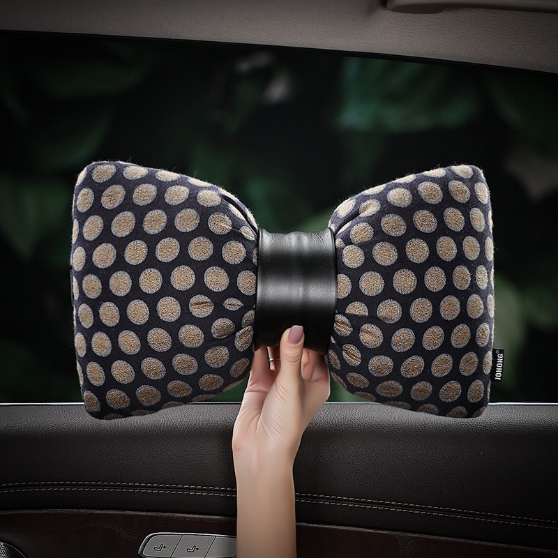蓝波点汽车头枕高级车载座v椅护颈枕创意车用枕头车内装饰用品大