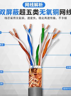普超类双屏网线SF安TP5E抗干扰8芯0.5无BFE氧铜五监控双蔽绞线300