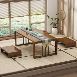 飘窗式桌子小几实木禅意日榻985榻茶桌卧室坐地矮茶桌折米叠炕桌