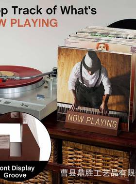 家用桌立式7.25黑胶架实木装饰唱片收纳架桌面c面唱d碟片收纳架整