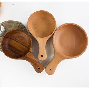 创木意榉泡菜碗无品牌/碗大号盖浇饭木碗带沙柄把手整木拉日式木