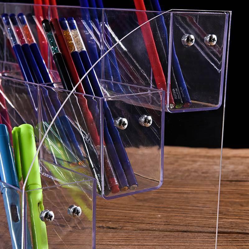 亚克力多梯笔架形笔架文收具展示圆珠笔铅笔纳985斜插格子马克层