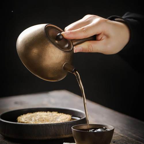 壶中式陶瓷侧ch-20061把家用功夫茶具泡茶鎏金小壶单壶带过滤茶手