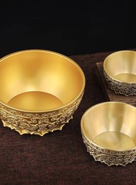 聚宝盆摆件双龙戏珠铜招财米缸家居H311-8厅店铺客装饰品大盆号存