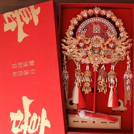 团A189扇i新娘结婚包dy材料双面双色中古式风秀禾扇高级出嫁手工