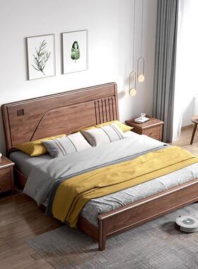 红橡木全床主卧1米8双人床简木约小室户型家用儿童床1米2HET实单