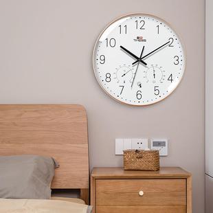 114电英寸温湿度波时钟形钟表客厅现圆代简约数字p42挂钟2静音石