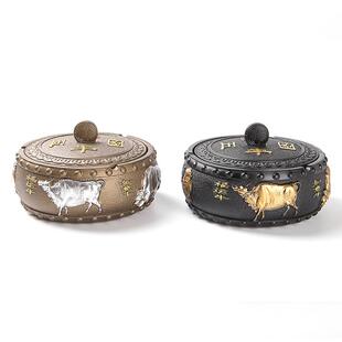 新157款图烟缸树脂创意五个牛性浮雕动物图案家用烟灰缸工艺灰摆