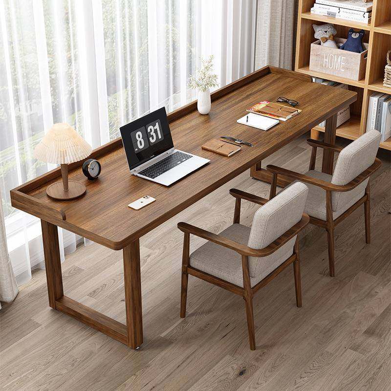全实木书桌加挡板挡边防掉落家用沙发阳台书房桌子简约双人电脑桌,住宅家具,书桌,淘宝优惠券,粉丝福利购,淘宝优惠卷