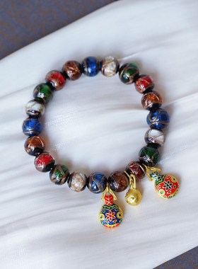同款多宝色老琉璃搭配吞金兽款原F创搭配款手链女款琉璃饰品