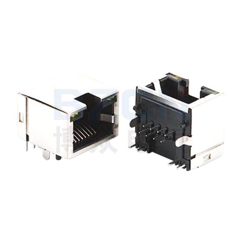 56L-1SLED(8P8C)RJ45带屏蔽网口插座 带灯网络接口水晶头母座立式