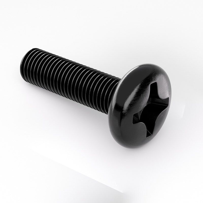 黑色304不锈钢小盘头十字螺丝钉GB823圆头机牙螺柱M2M3M4M5M6M8M