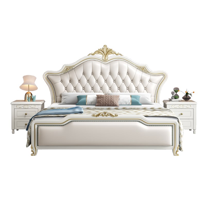 美式轻奢实木床1.8m白色主卧现代简约家用1.5m单双人储物软包婚床