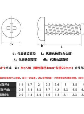 M2M2.3M2.6M3M3.5M4*5x6x8黑色圆头盘头十字平尾自攻电子小螺丝钉