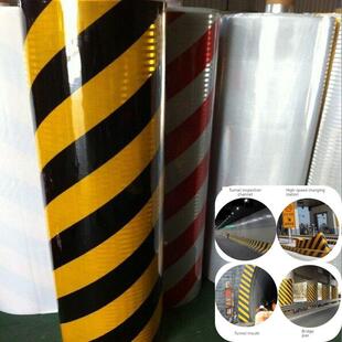钻石级黄黑铝基反光膜贴纸五类超强工程高速交通护栏立面警示标记