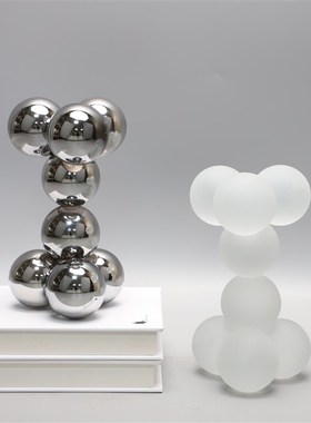 现代轻奢创意几何磨砂水晶堆积z摆件书房客厅样板房售楼部玄关饰