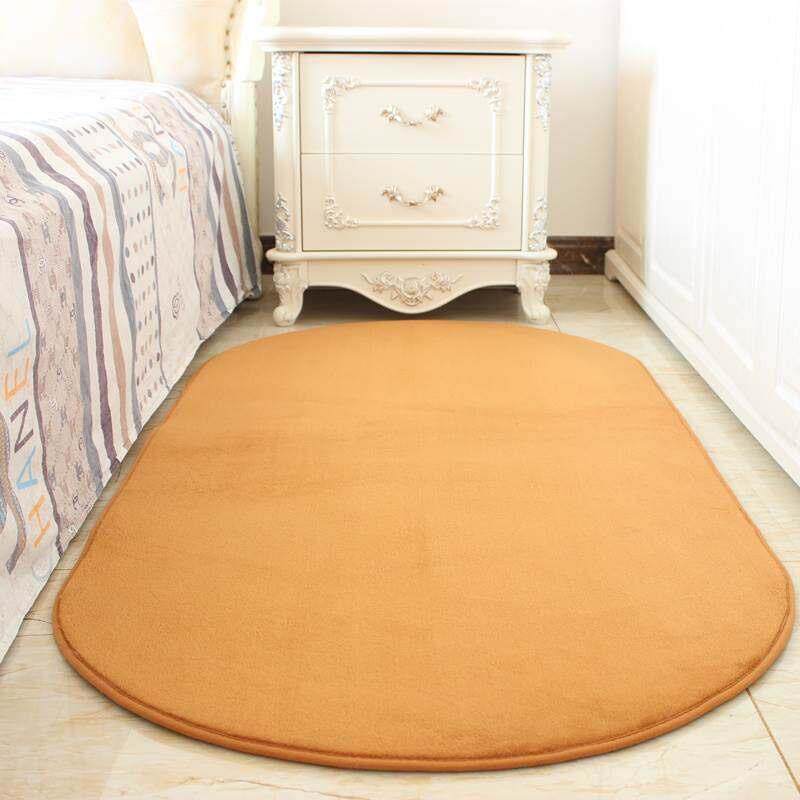 椭圆形短毛珊瑚绒客厅茶几地毯卧室满铺床边床前地垫定制榻榻米