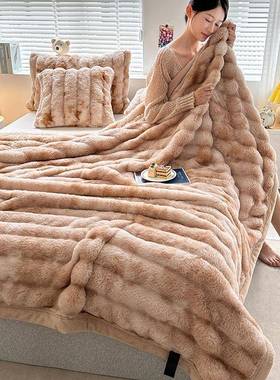 扎染仿兔毛毯秋冬加厚保暖午睡休闲盖毯法兰绒沙发毯子跨境直供