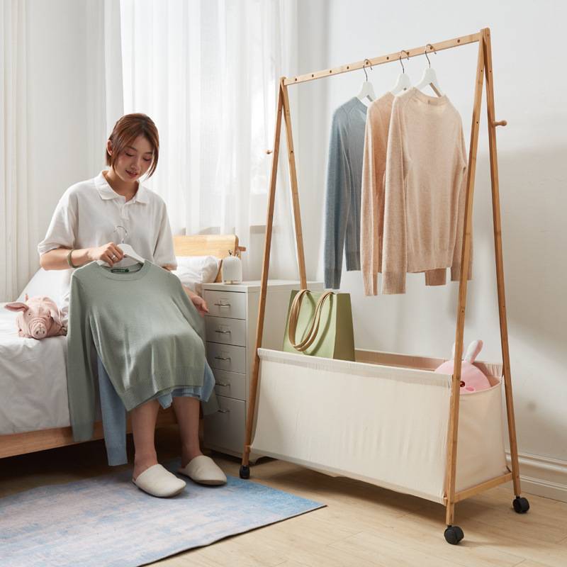 床边隔夜落地衣架卧室晚上睡觉放衣服的收纳筐室内置物次净衣帽架