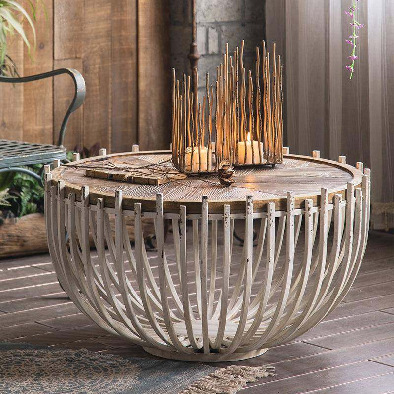 美式复古实木圆形茶几客厅沙发边几轻奢小户型宅寂风创意茶几桌子,影音电器,DIY配件,淘宝优惠券,粉丝福利购,淘宝优惠卷