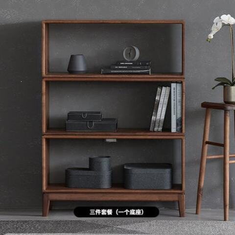 实木书柜自由组合柜多层置物架落地实木书架复古底座长单格柜其它
