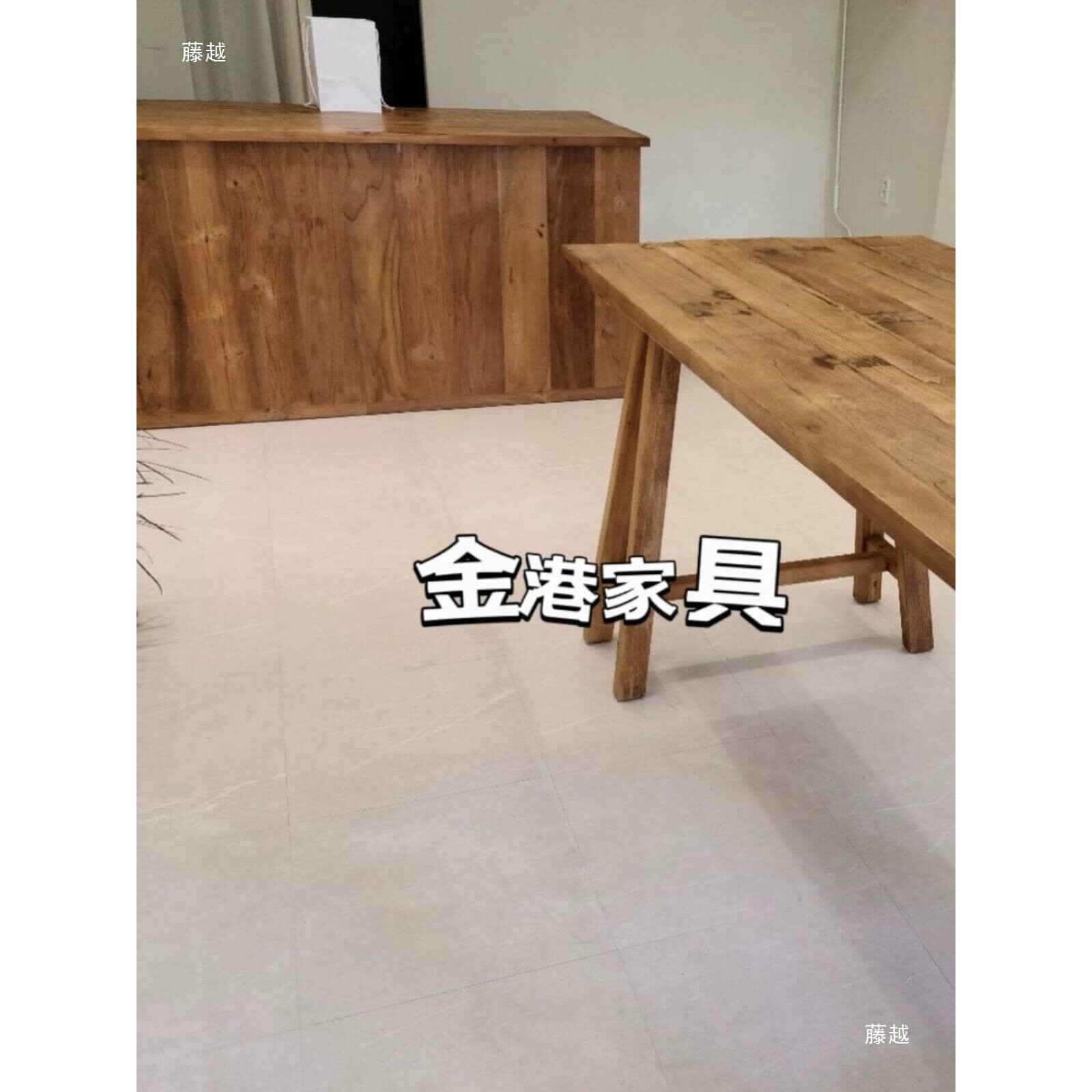 实木做旧桌子花店操作台民宿长桌古朴书桌复古风花艺桌怀旧吧台图片