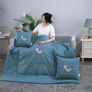 2025新款 40cm简约羽毛 172全棉简约羽毛靠垫被多功能抱枕被40