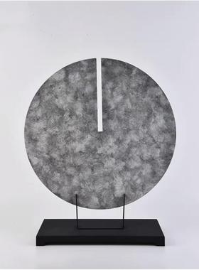 新中式轻奢样板房圆形铁艺复古摆件客厅大堂边柜云彩家居软装饰品