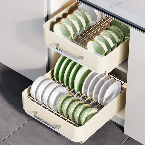 家用橱柜内抽屉置物架厨房下水槽放调料餐具储物盒柜抽拉式收纳架