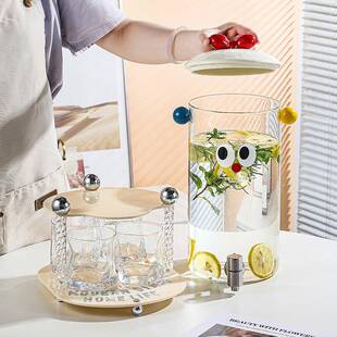玻璃冷水壶家用储水壶套装夏季柠檬果茶冷泡桶饮料桶带龙头果汁桶