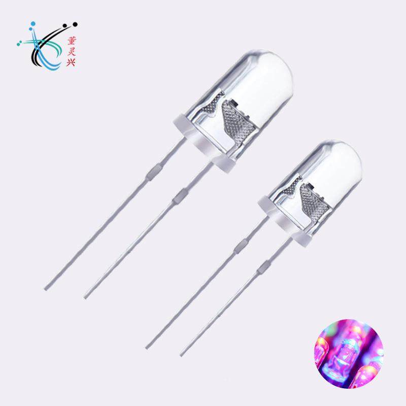 le5dRDR灯珠发5光二极管f灯珠mm七彩快闪慢闪RB透明红绿蓝自G闪