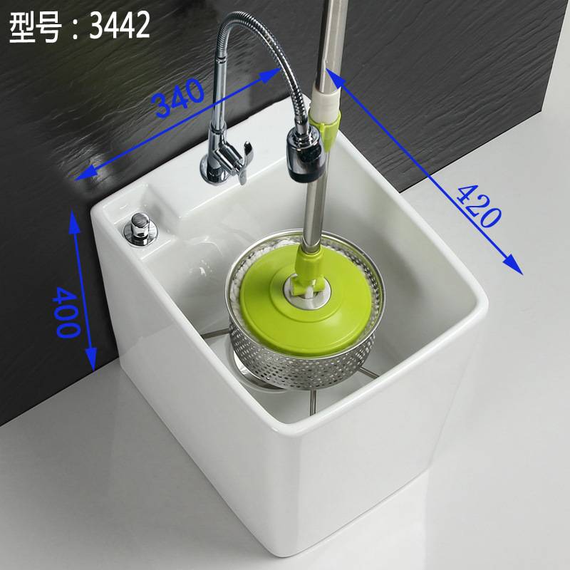 智能陶瓷拖把池方形拖布池阳台家用清洗盆地拖桶迷你款小号不新品