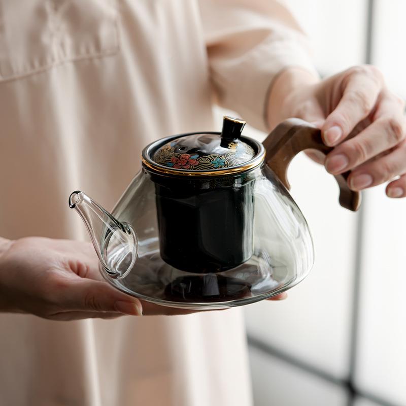 玻璃煮壶单壶耐温电陶炉海浪煮茶专用高煮茶壶器家用泡茶茶壶侧把
