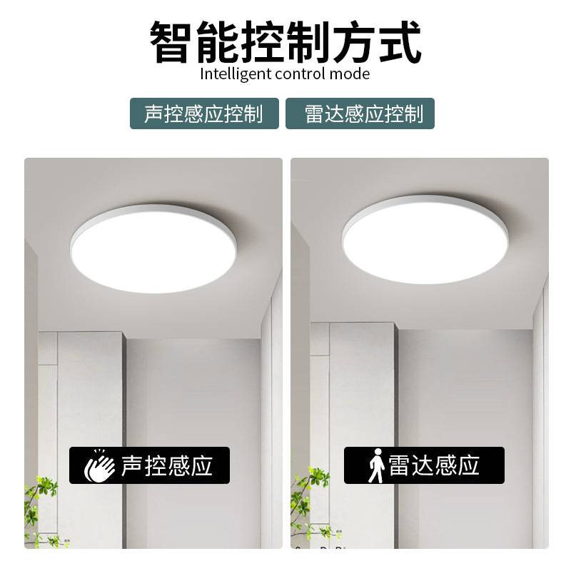 感应吸顶灯楼道楼梯走廊过道灯红外人体雷达感应灯智能声控灯