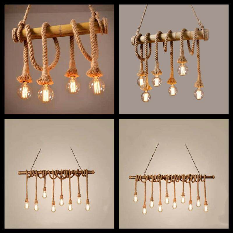 工业风麻绳竹筒水管吊灯客餐咖啡厅过道卧创意竹子服装店铺装饰灯,家装灯饰光源,智能吊灯,淘宝优惠券,粉丝福利购,淘宝优惠卷