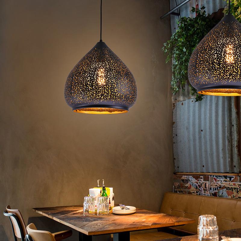 北欧loft复古工业风餐厅吊灯创意咖啡厅吧台单头黑色蜂窝蚀刻吊灯