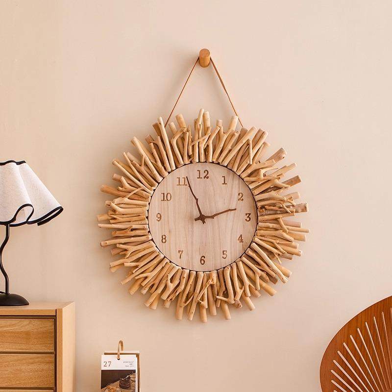 创意客厅新款挂钟实木艺术钟表墙面复古装饰客厅家用时钟卧室摆件,家居饰品,挂钟,淘宝优惠券,粉丝福利购,淘宝优惠卷