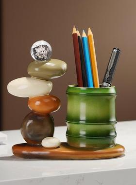 节节高升竹子笔筒摆件实用桌面书房办公室收纳送同学老师毕业送礼