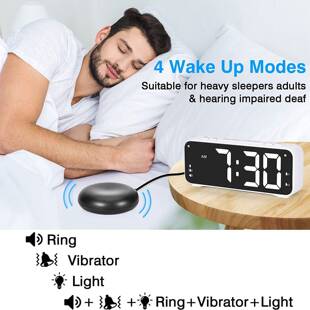 小型静音震动闹钟学生LED夜光数字振动电子钟老人聋人听力障碍者