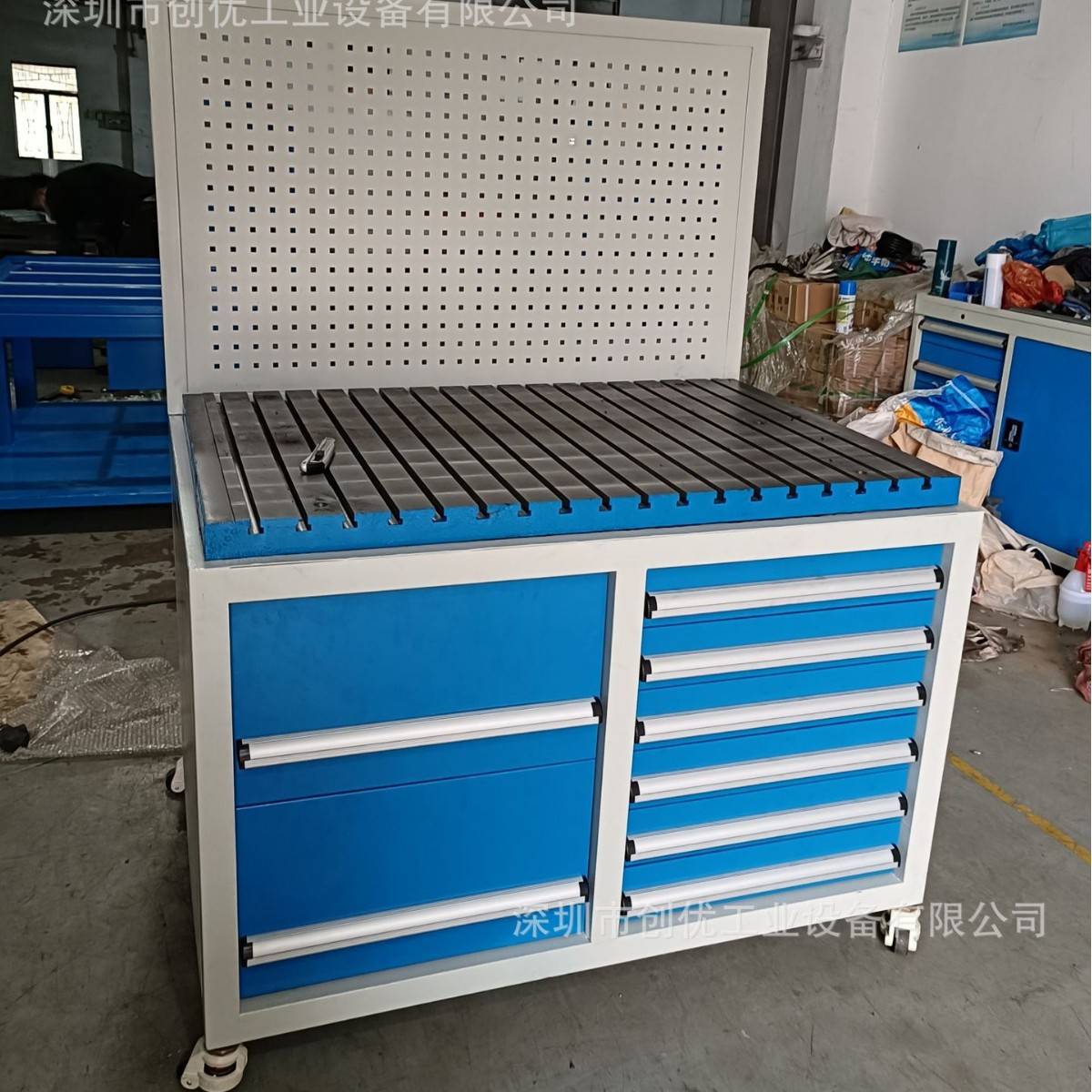 精密铸铁T型槽测量平台攻丝机工作台车间移动铸铁平台钳工划线台