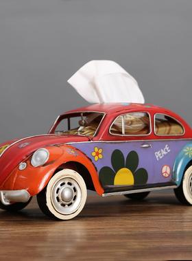 厂家复古铁艺创意工业风巴士纸巾盒家居客厅装饰餐厅纸抽盒摆设