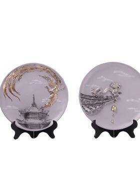 宋氏美学新中式现代龙凤立盘摆件客厅博古架茶几书桌玄关家居饰品