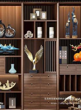 新中式轻奢大气摆件办公室展示柜酒柜书柜家居装饰品