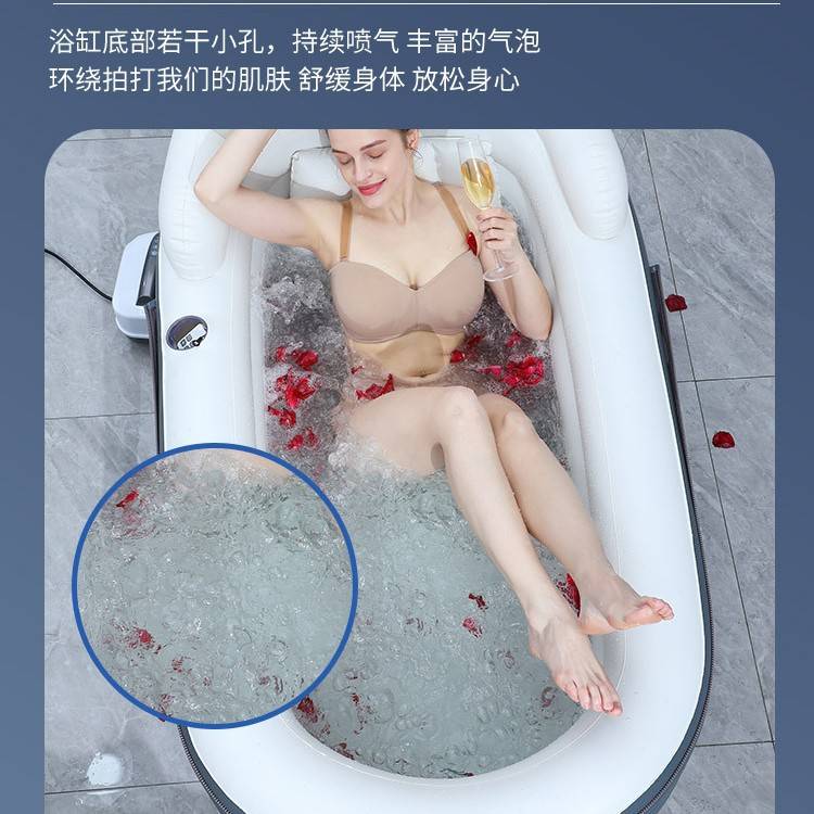 SPA成人泡澡桶充气浴缸水疗机折叠浴桶洗澡SPA浴缸大人家用泡澡桶