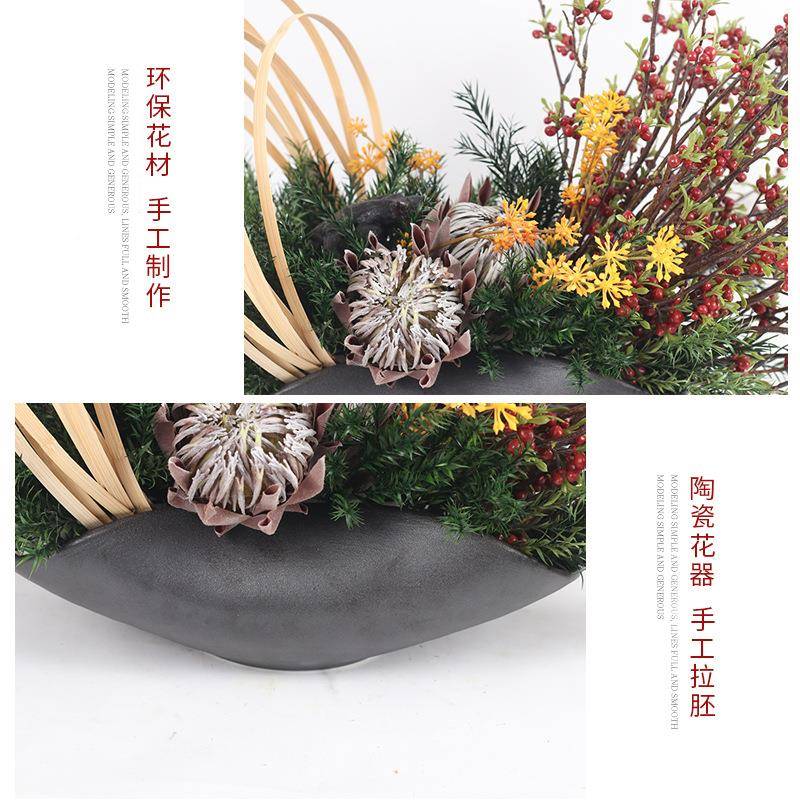 轻售奢仿厅真花艺假花板装饰摆件欧式现代客样房玄关餐桌楼处MC-H