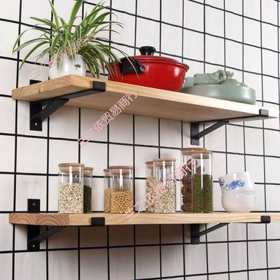 书架上墙上置物架承重力强实木一字隔板悬空搁板挂墙木板厨房