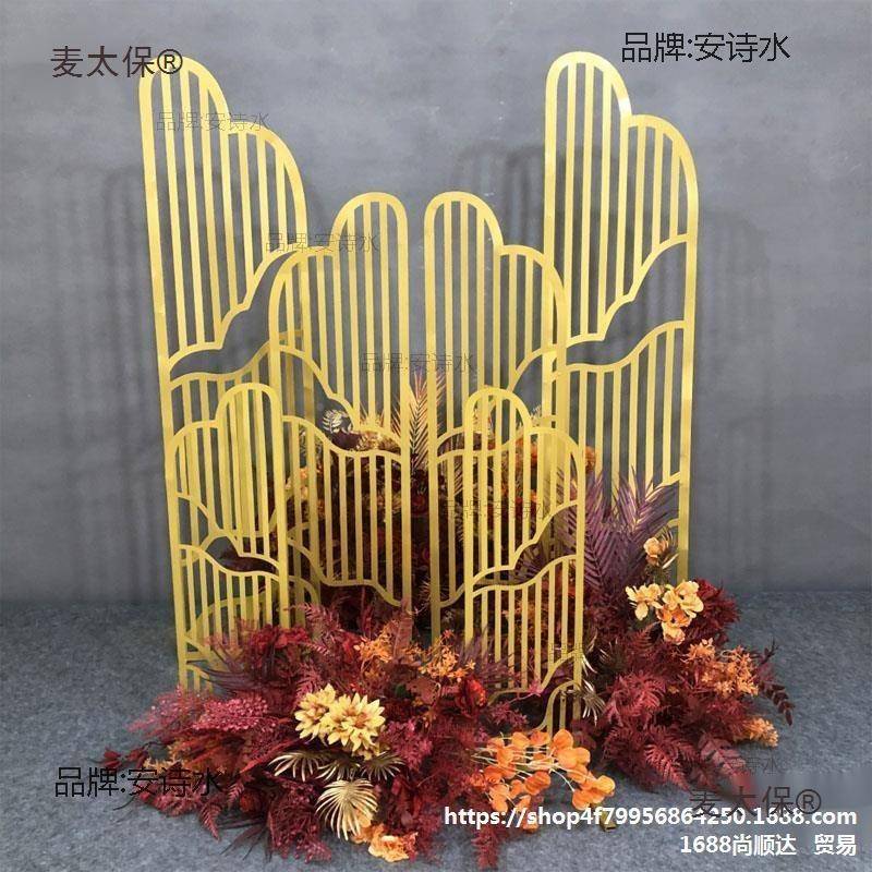 新具款婚庆中式铁艺太宾道六角喜亭凉亭麦太保路引舞台屏风摆件迎